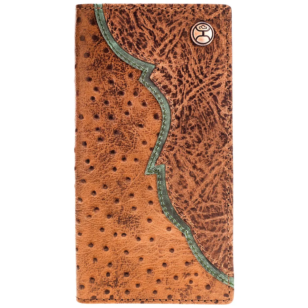 "Sawyer" Ostrich Print Brown/Turquoise Rodeo Wallet