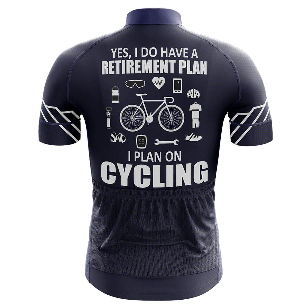 Retirement Plan Navy Men's Short Sleeve Cycling Jersey