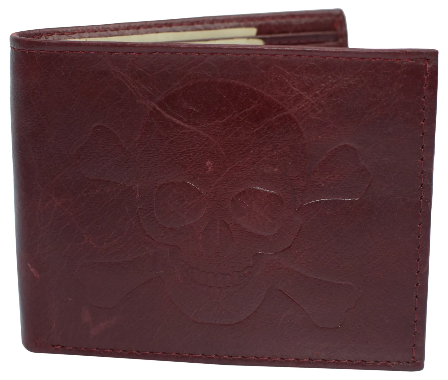 RFID Blocking Genuine Leather Men's Bifold Logo Debossed Wallets
