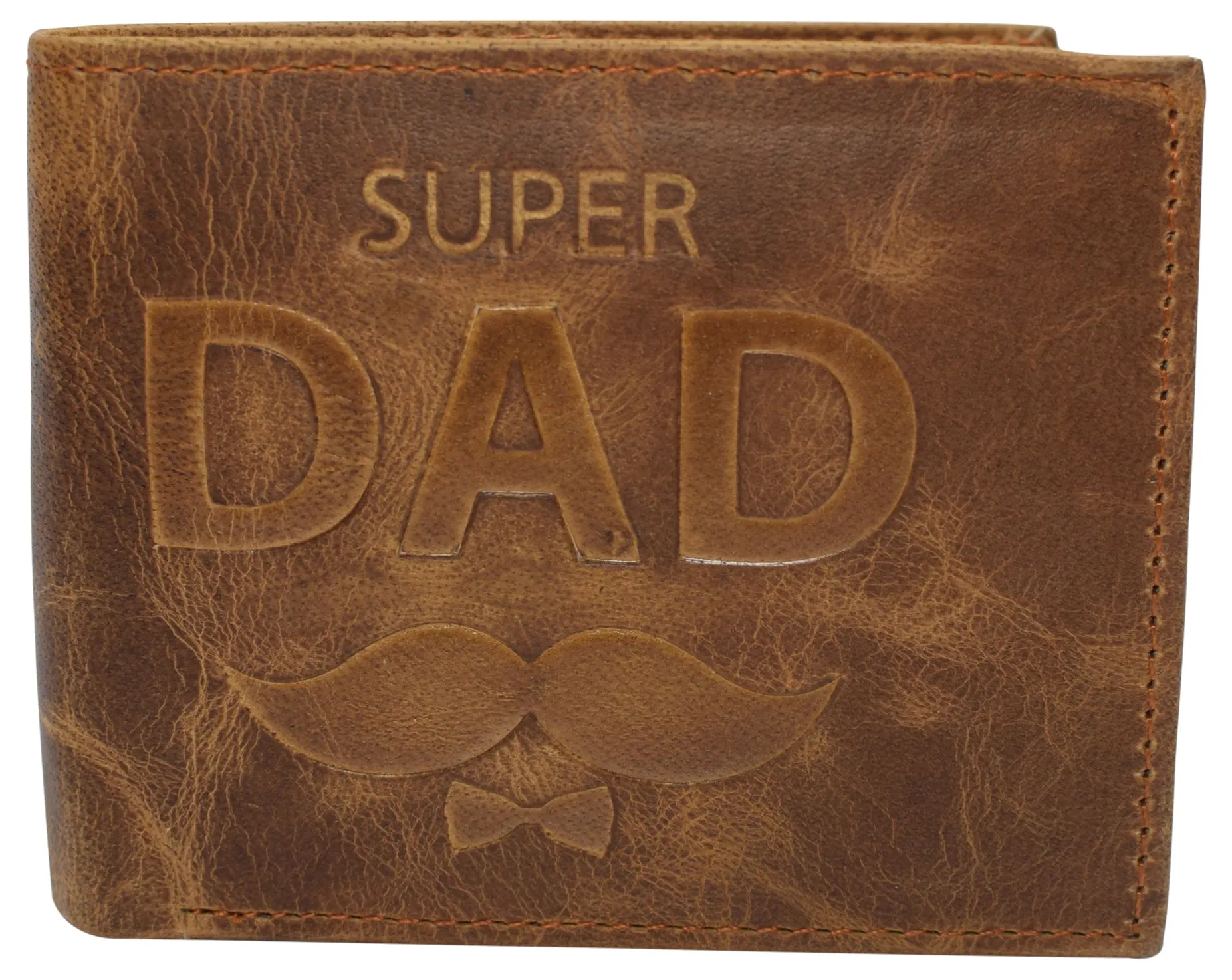 RFID Blocking Genuine Leather Men's Bifold Logo Debossed Wallets