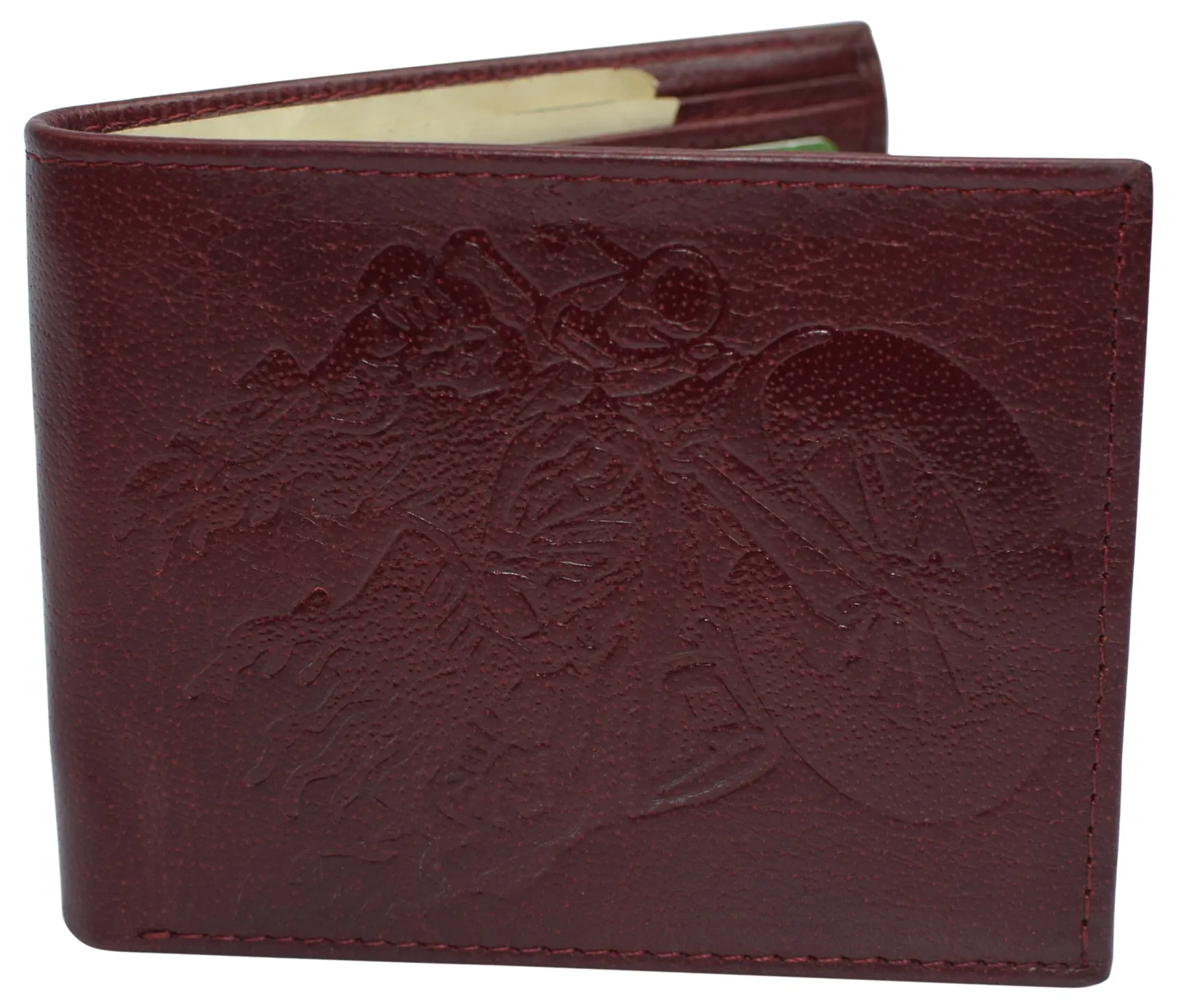 RFID Blocking Genuine Leather Men's Bifold Logo Debossed Wallets