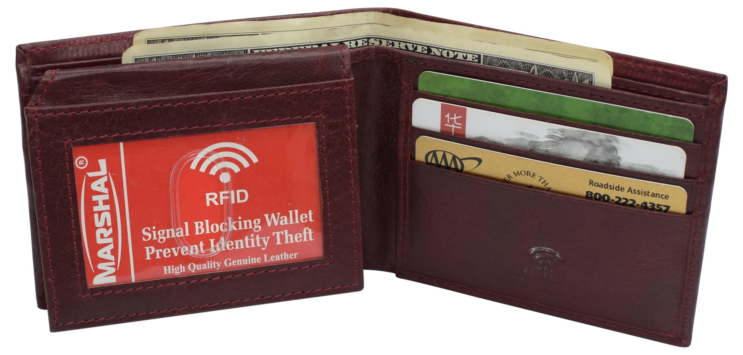 RFID Blocking Genuine Leather Men's Bifold Logo Debossed Wallets