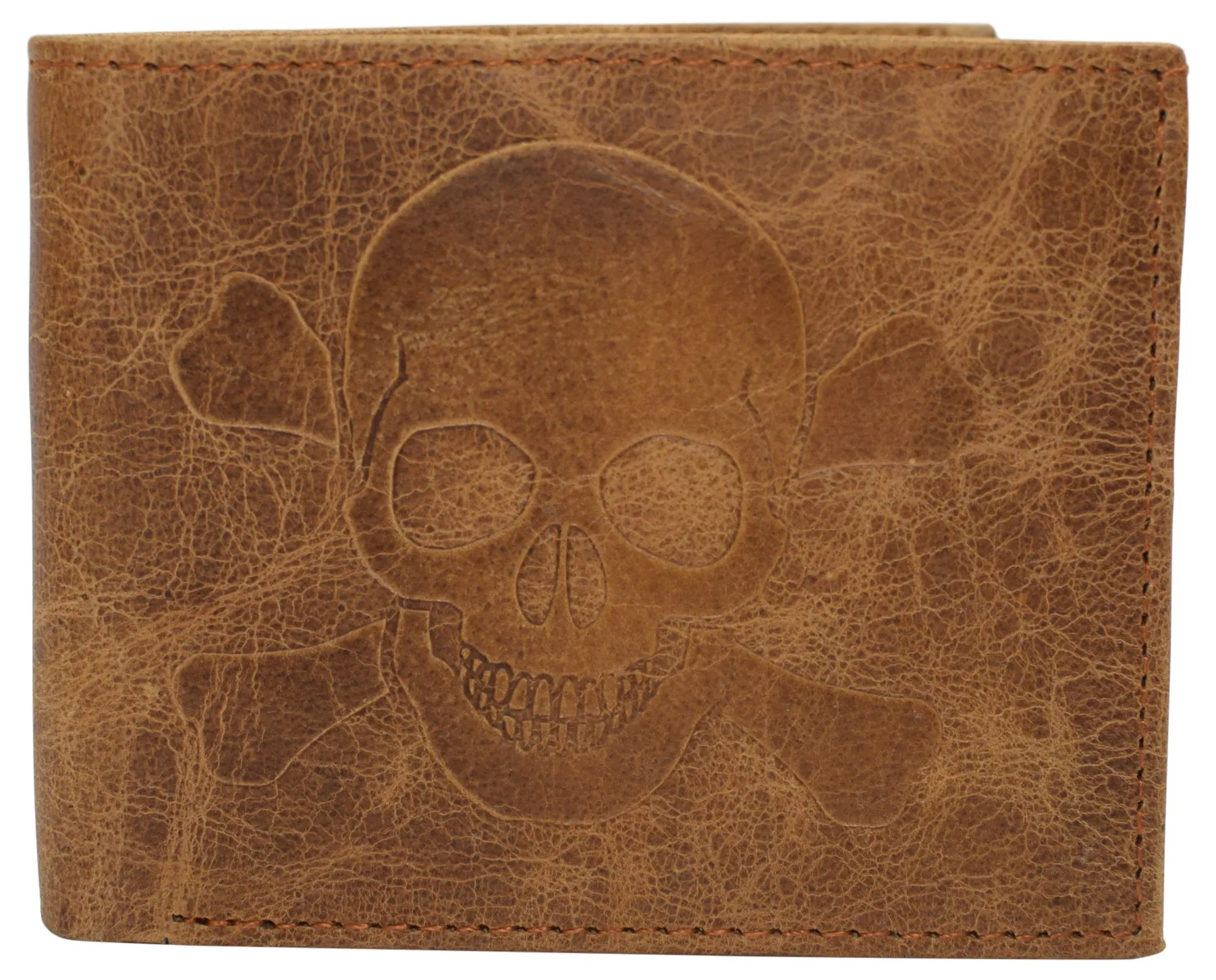 RFID Blocking Genuine Leather Men's Bifold Logo Debossed Wallets