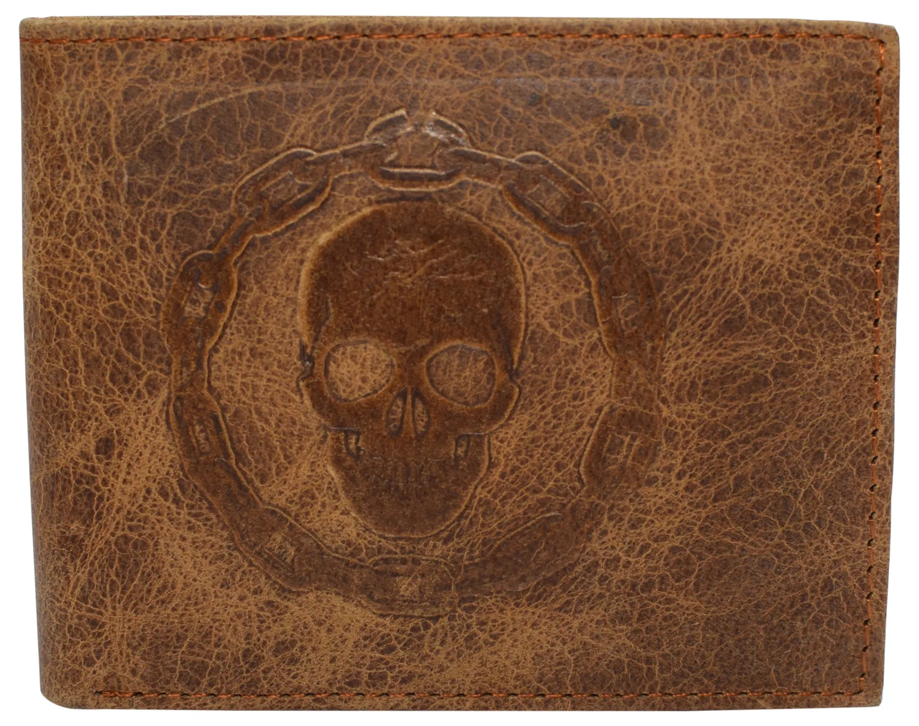 RFID Blocking Genuine Leather Men's Bifold Logo Debossed Wallets