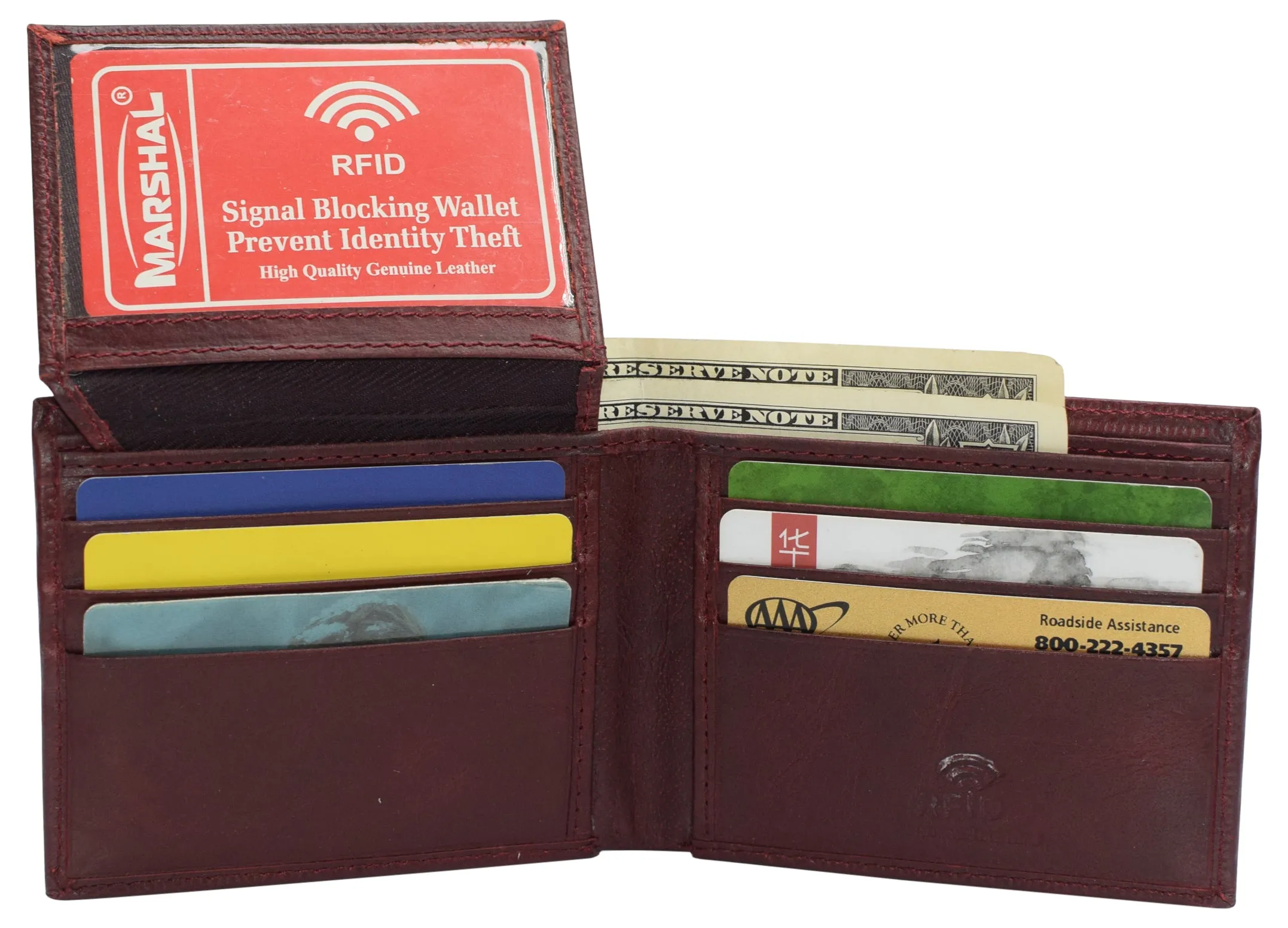 RFID Blocking Genuine Leather Men's Bifold Logo Debossed Wallets