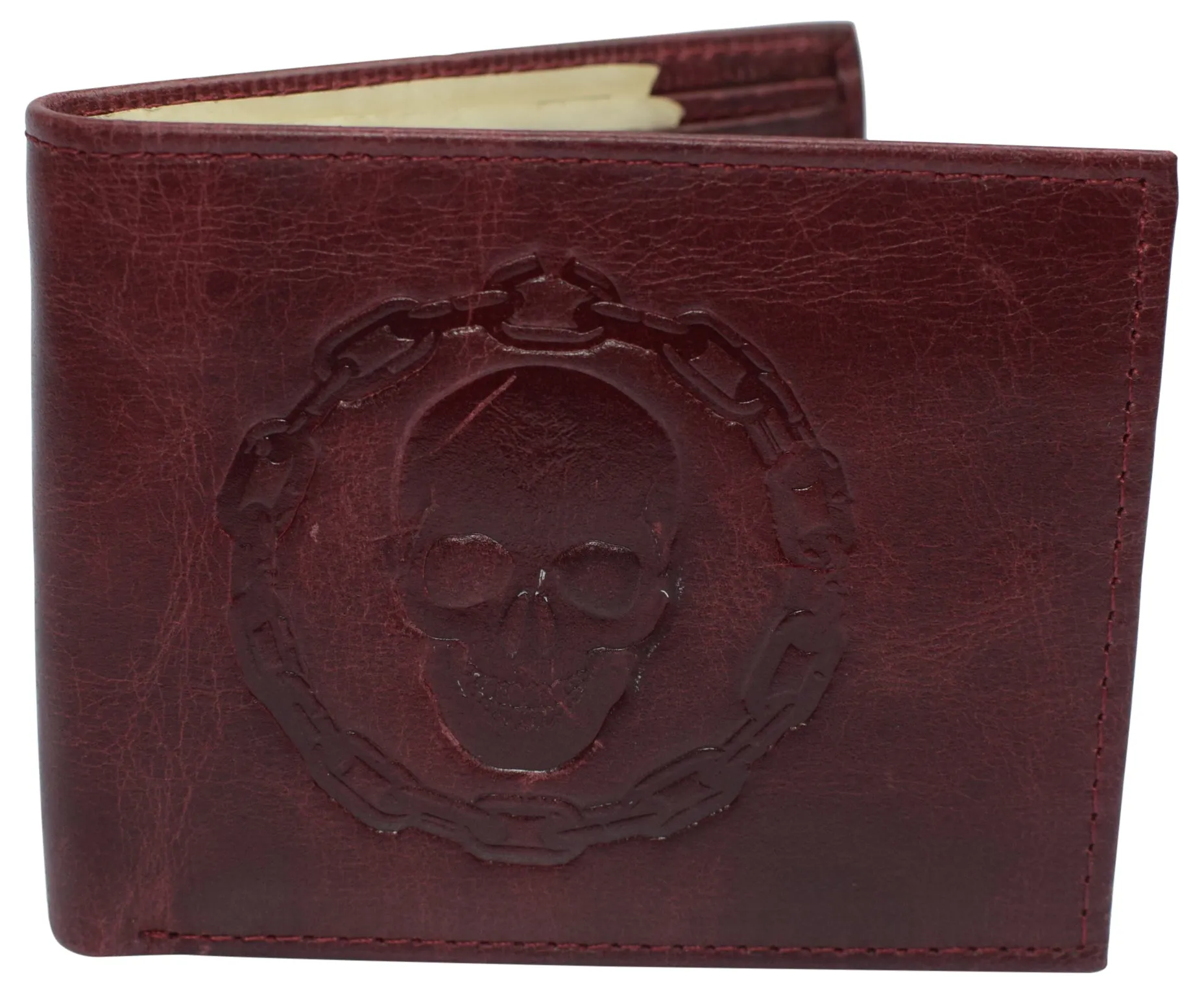 RFID Blocking Genuine Leather Men's Bifold Logo Debossed Wallets