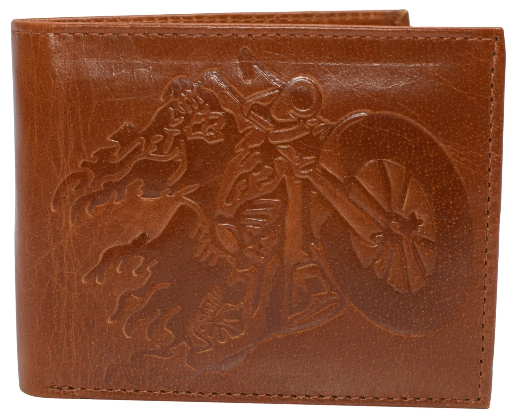 RFID Blocking Genuine Leather Men's Bifold Logo Debossed Wallets