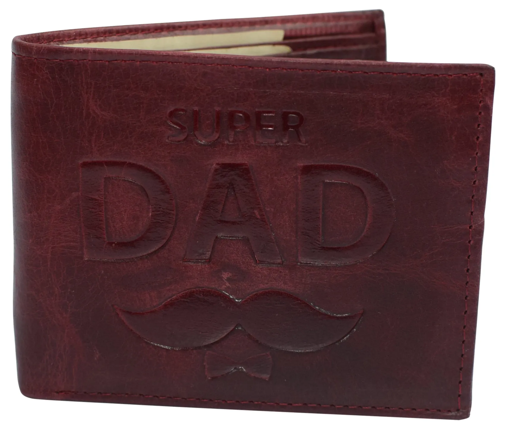 RFID Blocking Genuine Leather Men's Bifold Logo Debossed Wallets