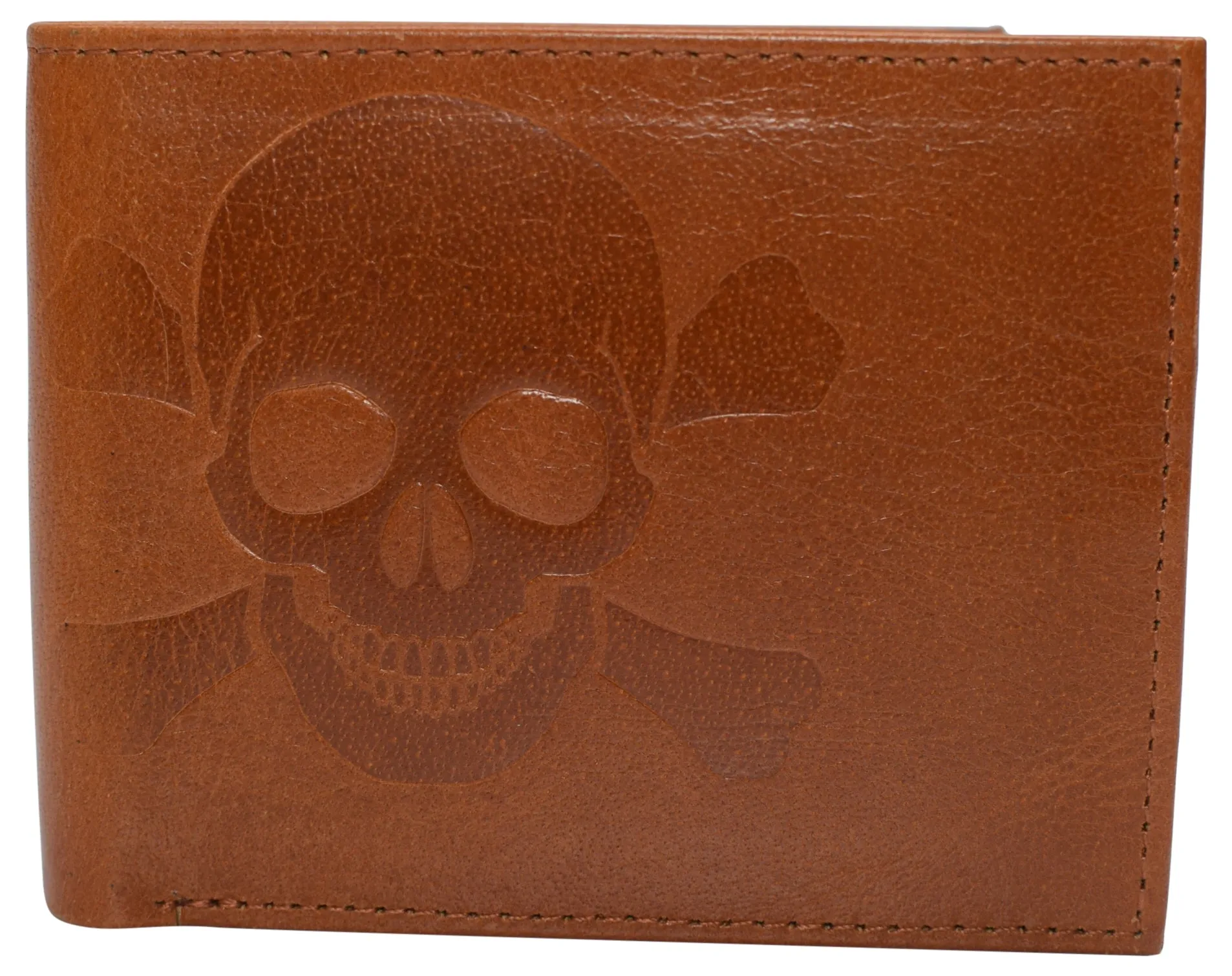 RFID Blocking Genuine Leather Men's Bifold Logo Debossed Wallets