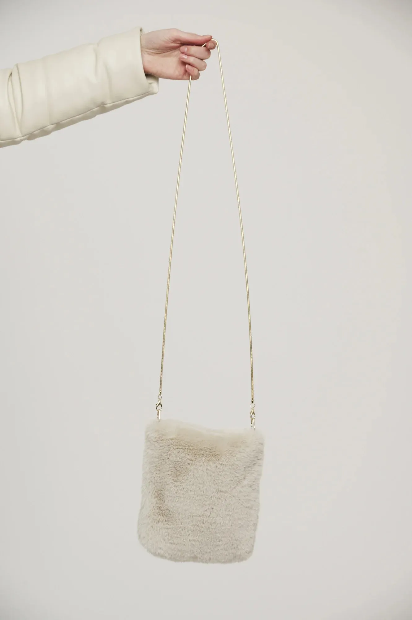 RINO & PELLE DOXY SMALL FAUX FUR SHOULDER BAG BIRCH