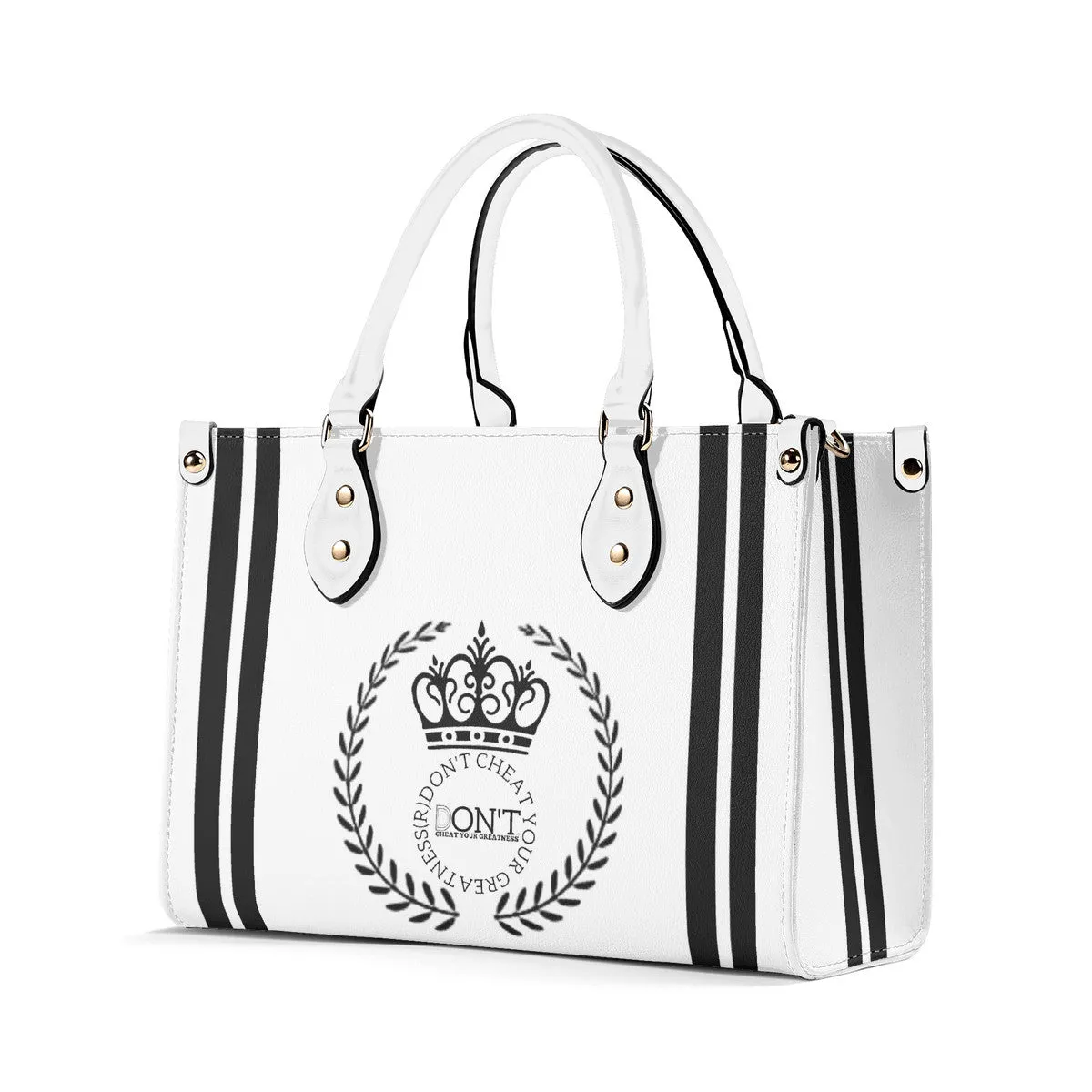 Royalty DON'T D4XV Black Logo , Stripes & Purple  Multiple Sizes Upgraded Luxury Women PU Leather Handbag