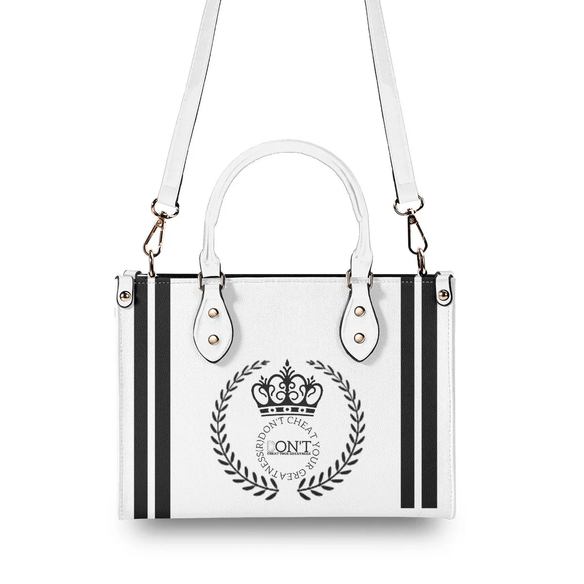 Royalty DON'T D4XV Black Logo , Stripes & Purple  Multiple Sizes Upgraded Luxury Women PU Leather Handbag