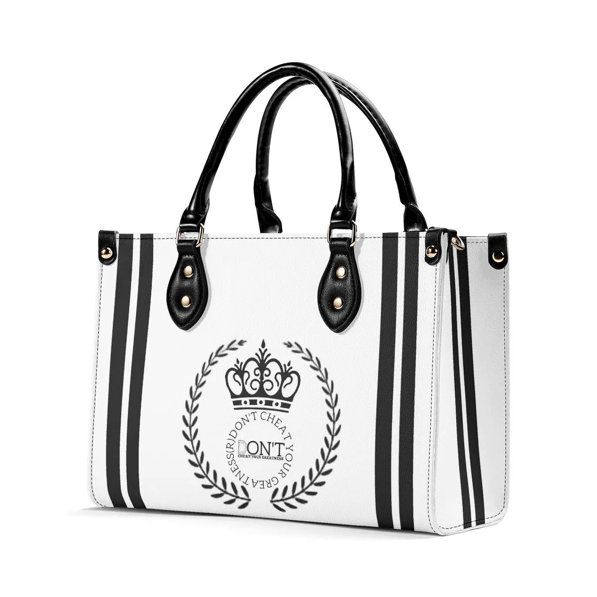 Royalty DON'T D4XV Black Logo , Stripes & Purple  Multiple Sizes Upgraded Luxury Women PU Leather Handbag