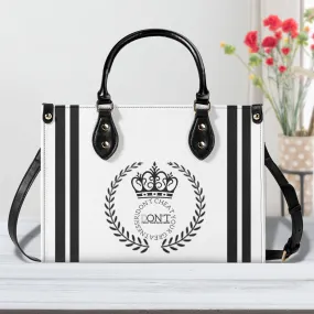 Royalty DON'T D4XV Black Logo , Stripes & Purple  Multiple Sizes Upgraded Luxury Women PU Leather Handbag