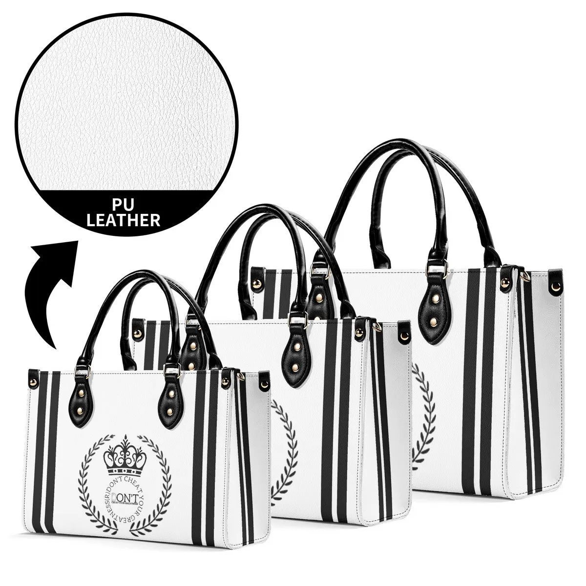 Royalty DON'T D4XV Black Logo , Stripes & Purple  Multiple Sizes Upgraded Luxury Women PU Leather Handbag