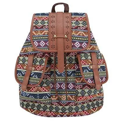 Sansarya PU Leather Bohemian Vintage Backpack