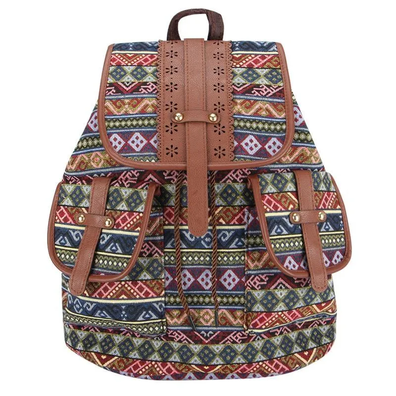 Sansarya PU Leather Bohemian Vintage Backpack