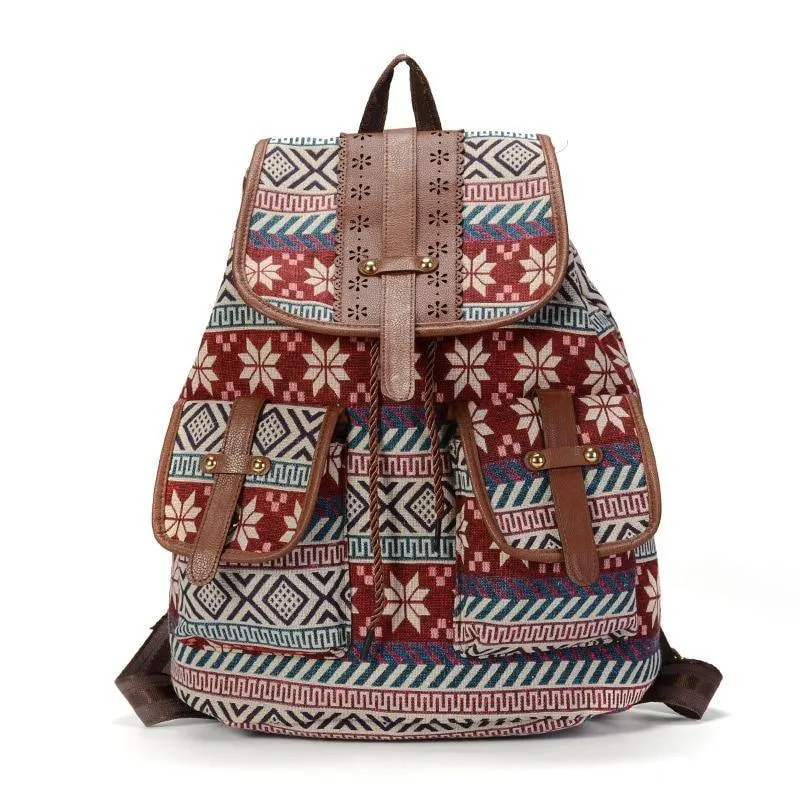 Sansarya PU Leather Bohemian Vintage Backpack
