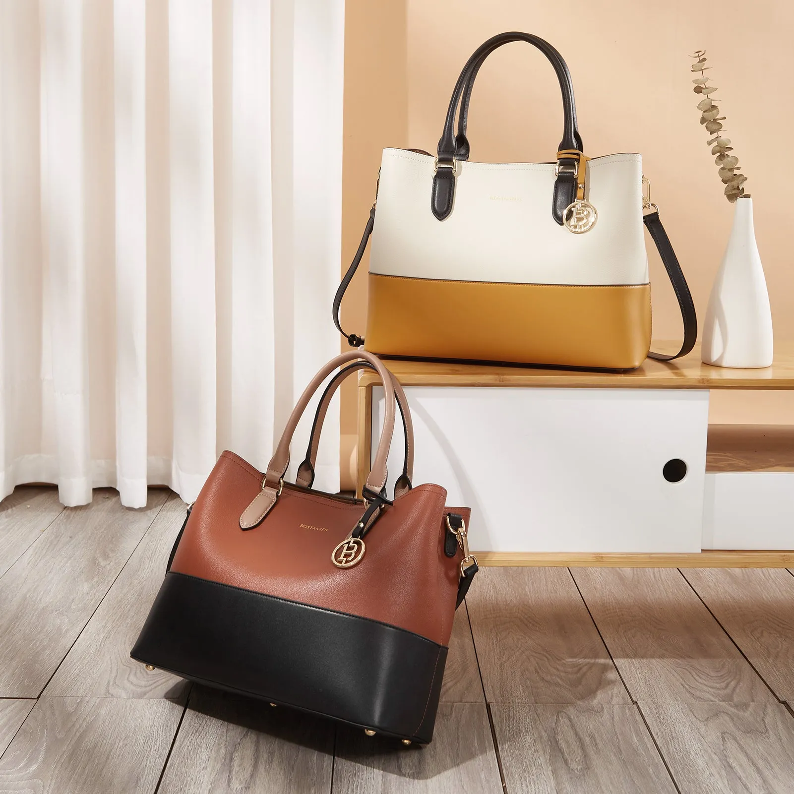 Satchel Handbags Leather Tote Purses Two Tone Designer Work Top Handle