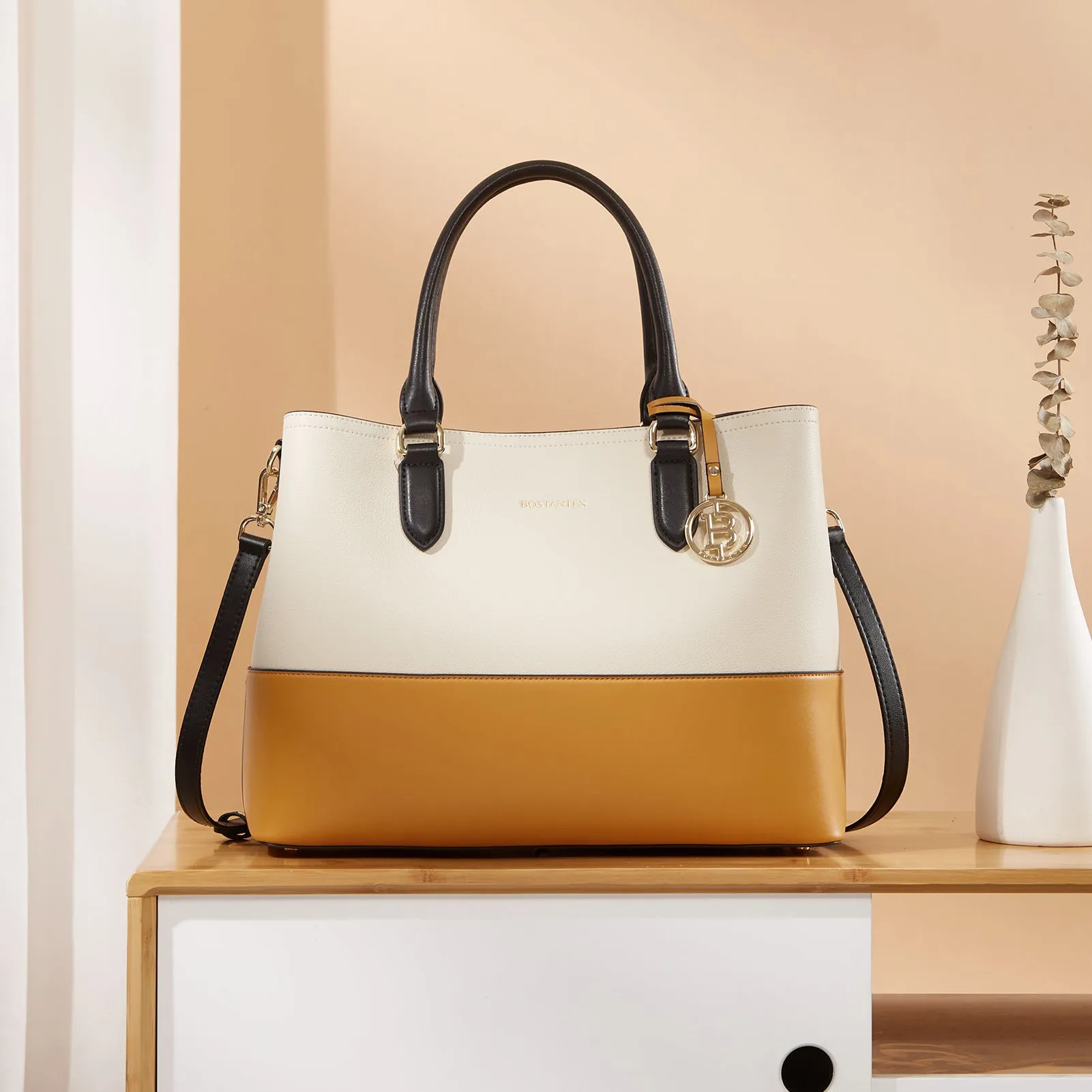 Satchel Handbags Leather Tote Purses Two Tone Designer Work Top Handle