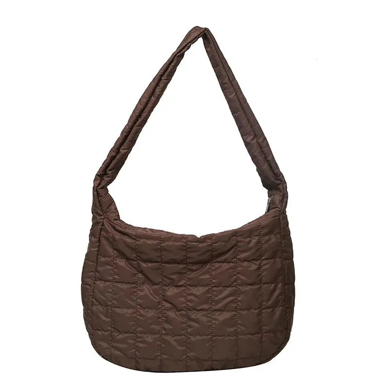Simple Lingge Crossbody Bag for Women, Down Shoulder Bag, Large Capacity Underarm Bag, Fashion Trend, Winter, New