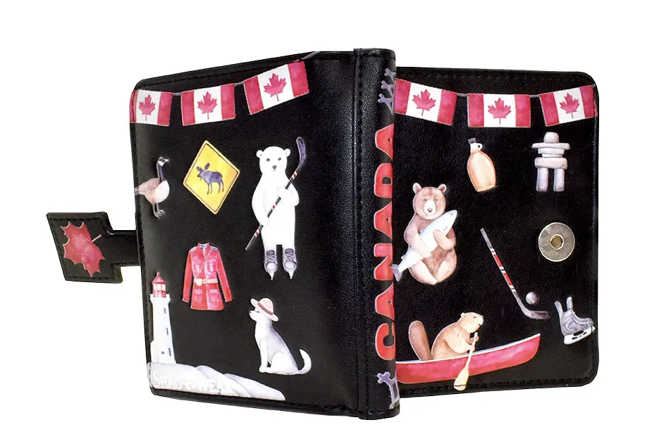 Small Wallet - Canadiana in Black