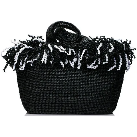 Spiral  Tote (Happy Tote). Black with Black and White
