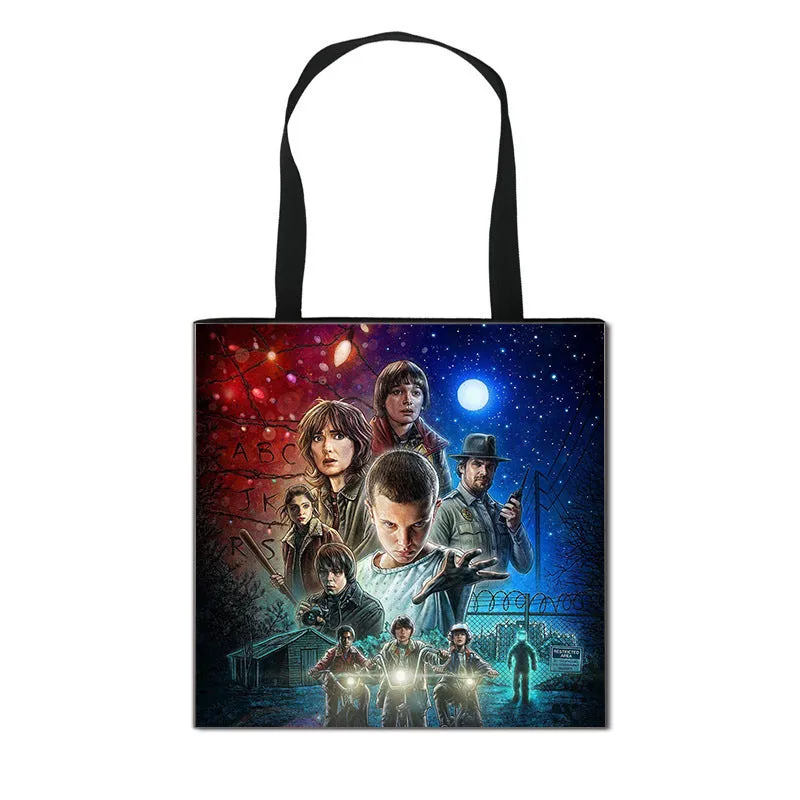 Stranger Things Hellfire Club Handbag Eco-friendly Shopping Bag Portable Student Storage Bag Stain Resistant