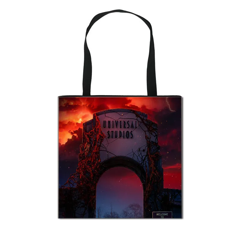 Stranger Things Hellfire Club Handbag Eco-friendly Shopping Bag Portable Student Storage Bag Stain Resistant