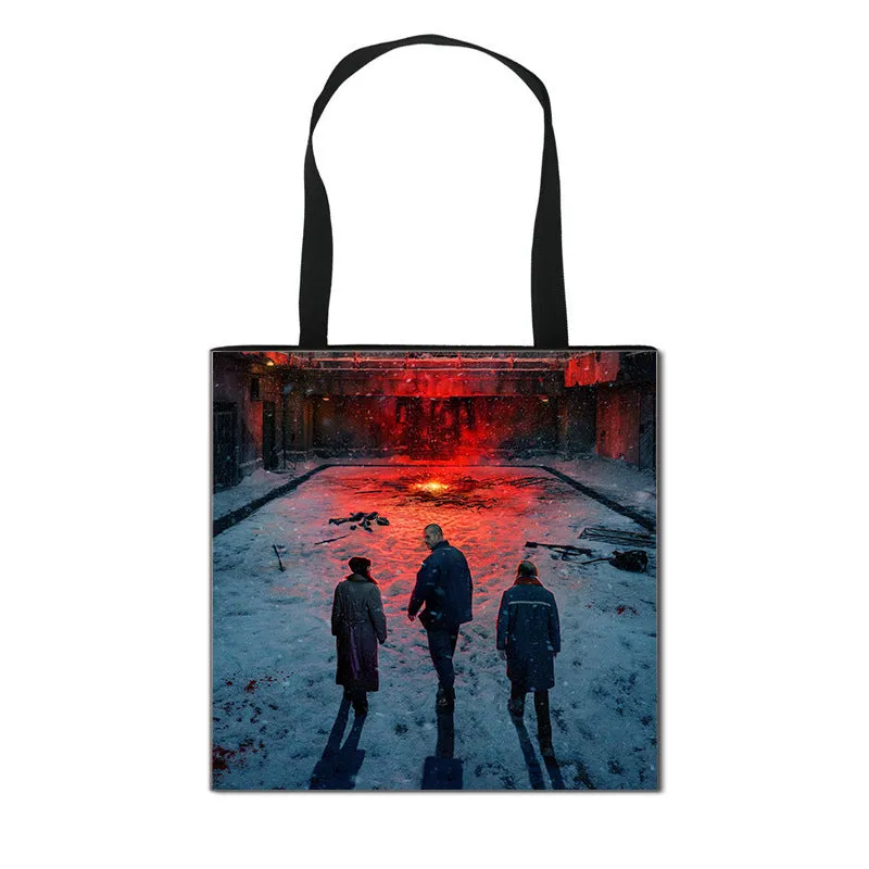 Stranger Things Hellfire Club Handbag Eco-friendly Shopping Bag Portable Student Storage Bag Stain Resistant