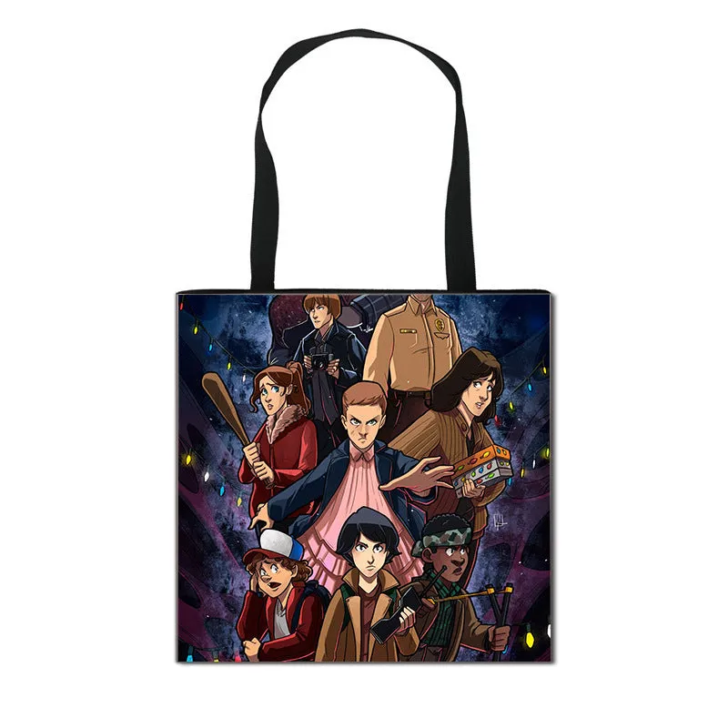 Stranger Things Hellfire Club Handbag Eco-friendly Shopping Bag Portable Student Storage Bag Stain Resistant