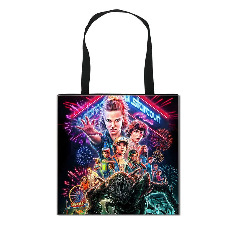 Stranger Things Hellfire Club Handbag Eco-friendly Shopping Bag Portable Student Storage Bag Stain Resistant