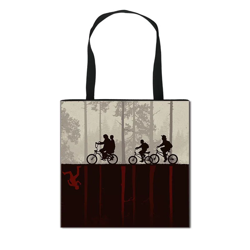 Stranger Things Hellfire Club Handbag Eco-friendly Shopping Bag Portable Student Storage Bag Stain Resistant