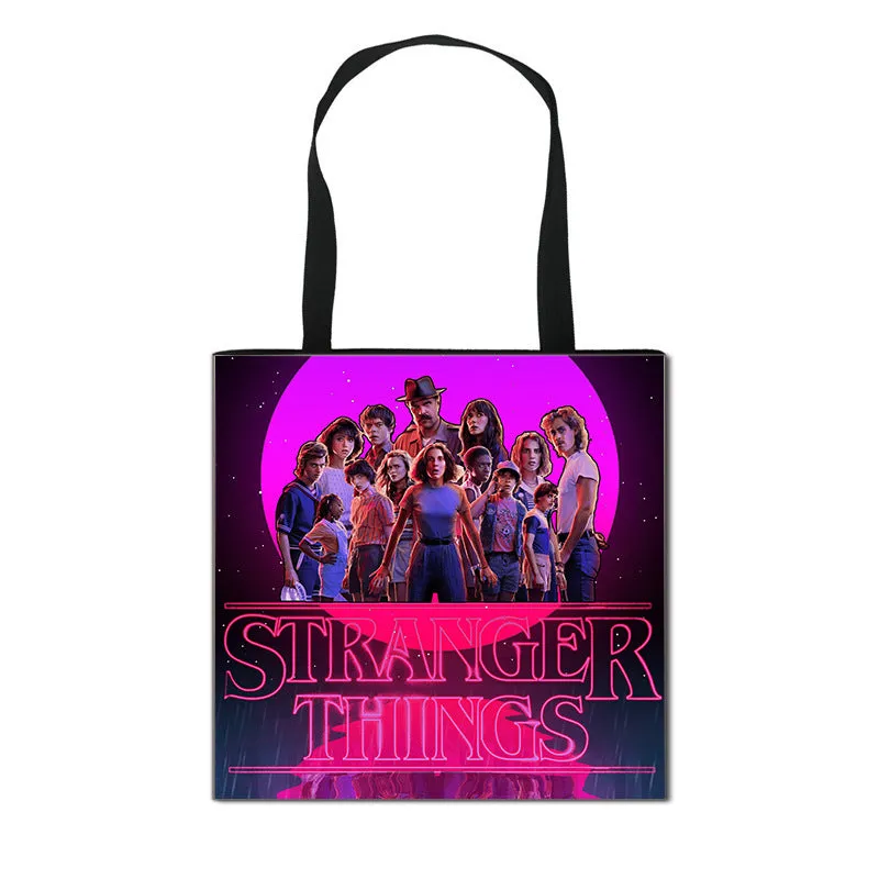 Stranger Things Hellfire Club Handbag Eco-friendly Shopping Bag Portable Student Storage Bag Stain Resistant