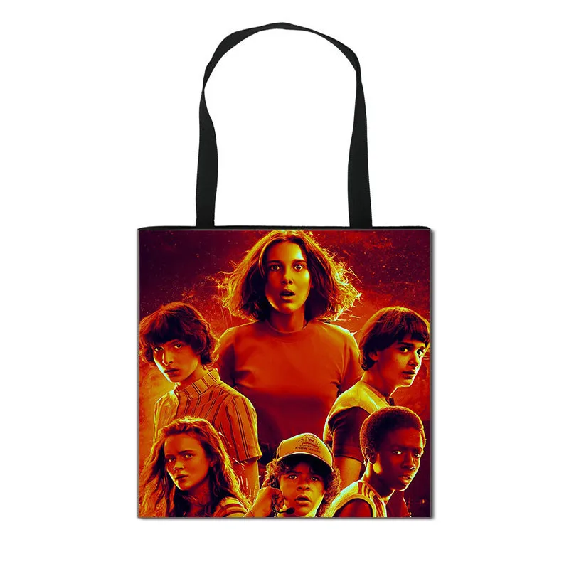 Stranger Things Hellfire Club Handbag Eco-friendly Shopping Bag Portable Student Storage Bag Stain Resistant