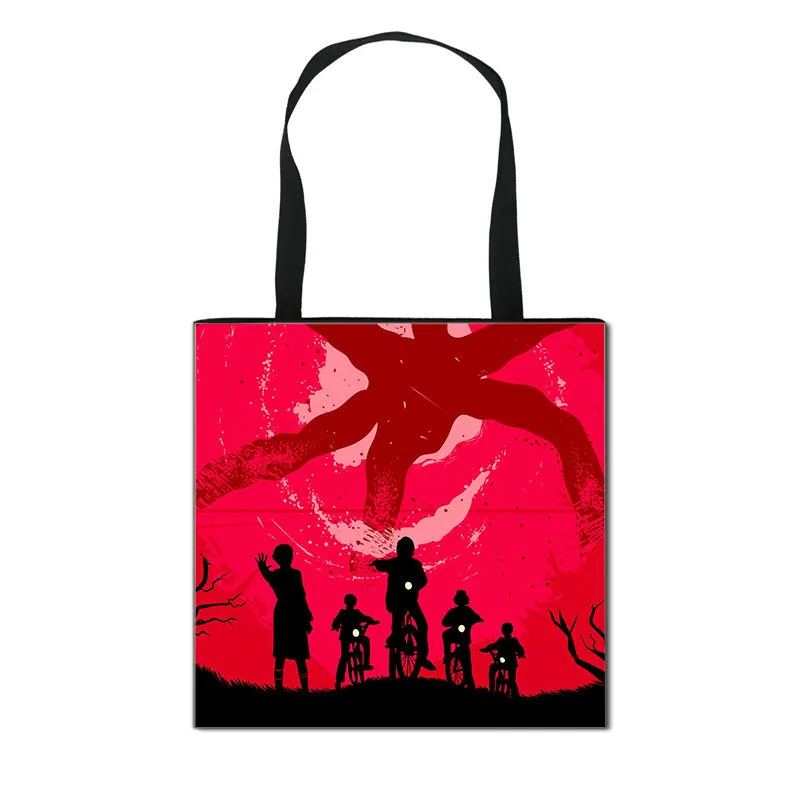 Stranger Things Hellfire Club Handbag Eco-friendly Shopping Bag Portable Student Storage Bag Stain Resistant