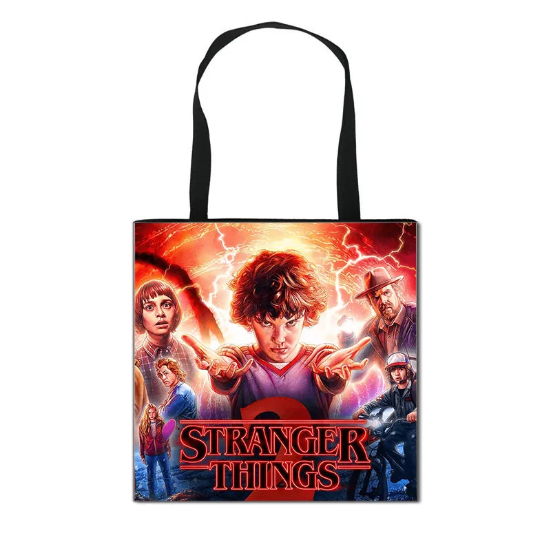 Stranger Things Hellfire Club Handbag Eco-friendly Shopping Bag Portable Student Storage Bag Stain Resistant