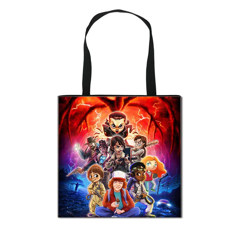 Stranger Things Hellfire Club Handbag Eco-friendly Shopping Bag Portable Student Storage Bag Stain Resistant