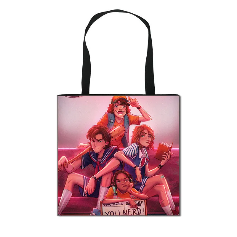 Stranger Things Hellfire Club Handbag Eco-friendly Shopping Bag Portable Student Storage Bag Stain Resistant
