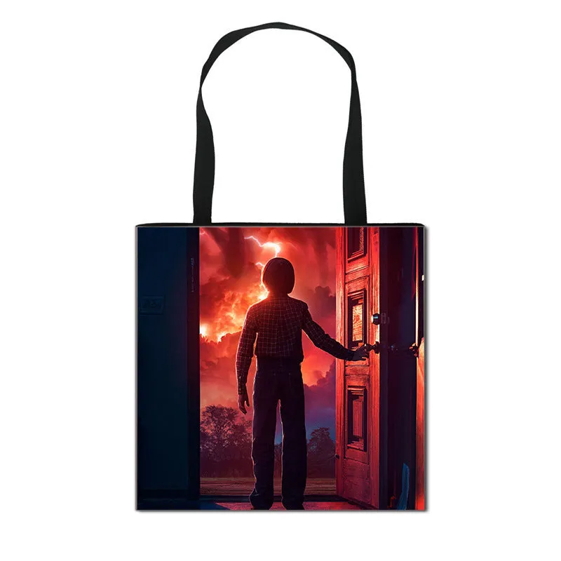 Stranger Things Hellfire Club Handbag Eco-friendly Shopping Bag Portable Student Storage Bag Stain Resistant