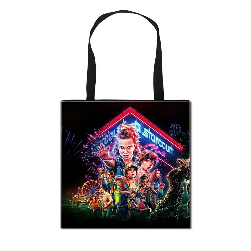 Stranger Things Hellfire Club Handbag Eco-friendly Shopping Bag Portable Student Storage Bag Stain Resistant