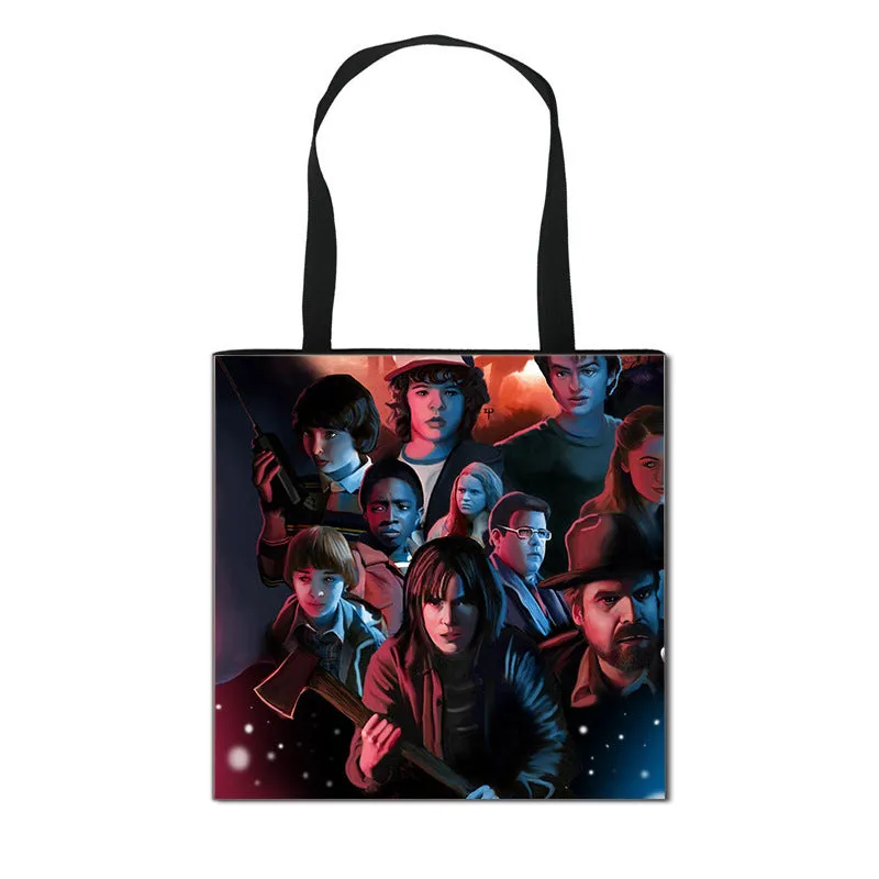 Stranger Things Hellfire Club Handbag Eco-friendly Shopping Bag Portable Student Storage Bag Stain Resistant