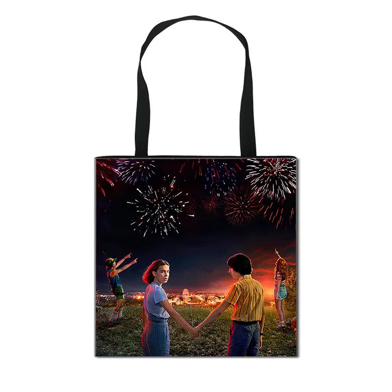 Stranger Things Hellfire Club Handbag Eco-friendly Shopping Bag Portable Student Storage Bag Stain Resistant