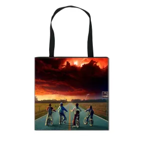 Stranger Things Hellfire Club Handbag Eco-friendly Shopping Bag Portable Student Storage Bag Stain Resistant