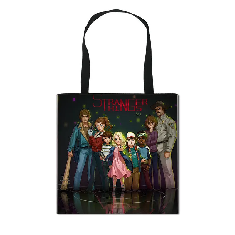 Stranger Things Hellfire Club Handbag Eco-friendly Shopping Bag Portable Student Storage Bag Stain Resistant