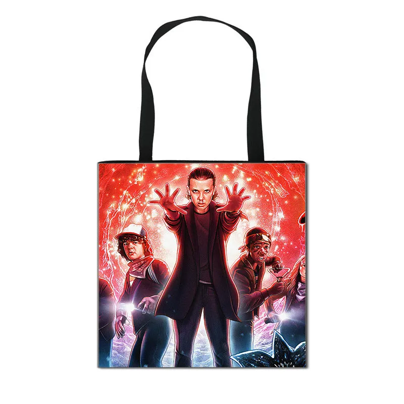 Stranger Things Hellfire Club Handbag Eco-friendly Shopping Bag Portable Student Storage Bag Stain Resistant