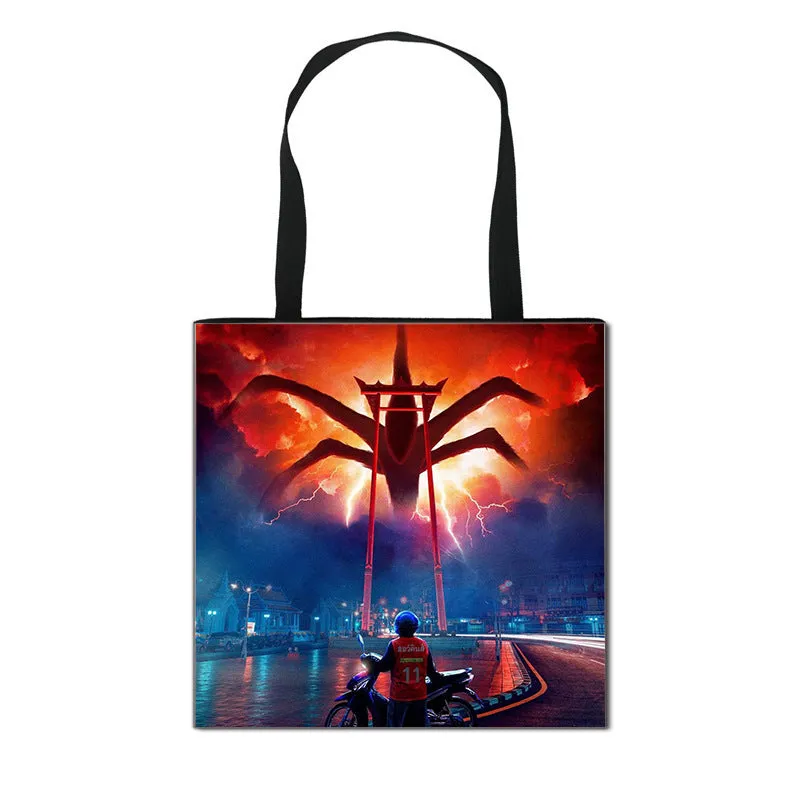 Stranger Things Hellfire Club Handbag Eco-friendly Shopping Bag Portable Student Storage Bag Stain Resistant