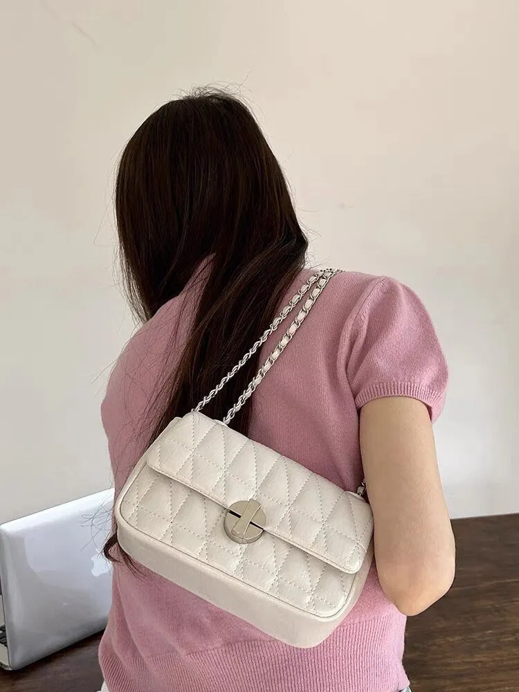 Stylish Geometric Pattern Shoulder Bag, Cute Underarm Bag, Vegan Leather Bag, Crossbody Bag, Adjustable Straps Leather Bag, Gift for her