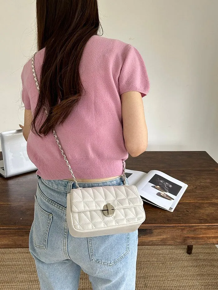 Stylish Geometric Pattern Shoulder Bag, Cute Underarm Bag, Vegan Leather Bag, Crossbody Bag, Adjustable Straps Leather Bag, Gift for her