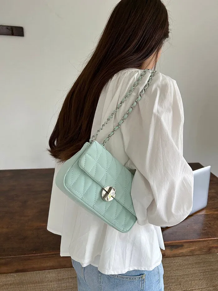 Stylish Geometric Pattern Shoulder Bag, Cute Underarm Bag, Vegan Leather Bag, Crossbody Bag, Adjustable Straps Leather Bag, Gift for her